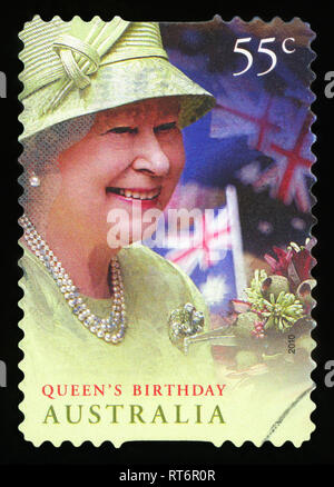 L'AUSTRALIE - circa 2010 : timbre imprimé en Australie montre reine,s anniversaire, vers 2010. Banque D'Images