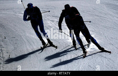 Seefeld, Autriche. Feb 24, 2019. Le cross-country, Championnat du monde, Sprint par équipe Hommes, classique. Les athlètes sur la piste. Credit : Hendrik Schmidt/dpa-Zentralbild/dpa/Alamy Live News Banque D'Images