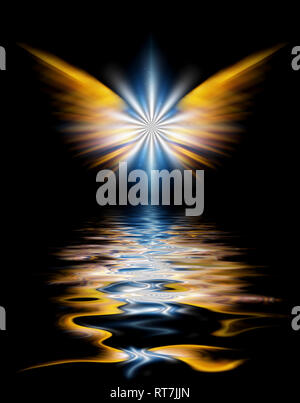 Ailes d'ange qui brille au-dessus de la surface de l'eau. Banque D'Images