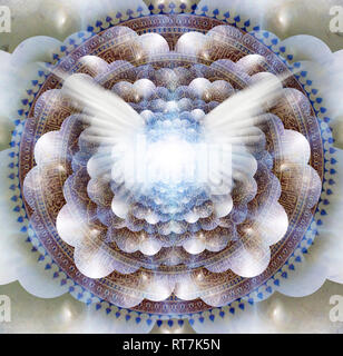 Ailes brillantes dans un centre d'Affaires indiennes mandala. Banque D'Images