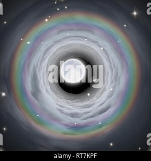 Le surréalisme. Dans les nuages Tunnel mène à la Lune. Banque D'Images