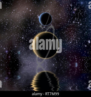 Réflexion et planètes eaux Banque D'Images