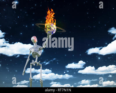 Mettre le feu à l'univers Alien Banque D'Images