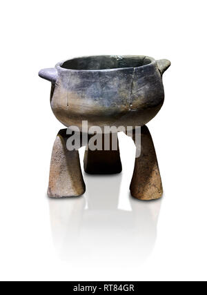 Pot en terre cuite du néolithique cook sur support. 6000 BC. Catalhoyuk Collections. Musée des civilisations anatoliennes, Ankara Banque D'Images