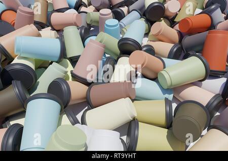 Tas de vide pour aller tasses à café colourfull Banque D'Images