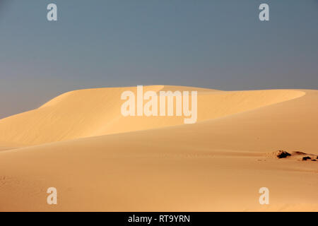 Une belle photo de la dune de sable (dunes de sable blanc) avec fond de ciel bleu en été à Mui Ne, Vietnam. Banque D'Images