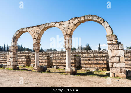 Ruines de 8e siècle Ville Omeyyade à Anjar, au Liban Banque D'Images