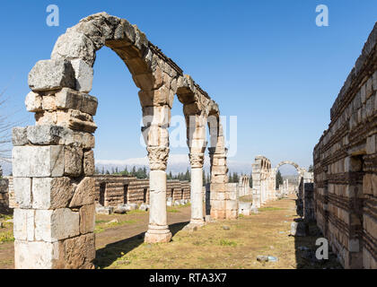 Ruines de 8e siècle Ville Omeyyade à Anjar, au Liban Banque D'Images