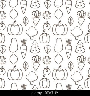 Cute cartoon noir et blanc illustration de fond vectoriel continu avec des légumes Illustration de Vecteur
