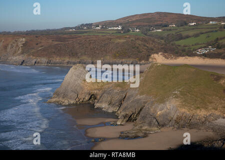 Trois falaises Bay, Gower, au Pays de Galles Banque D'Images