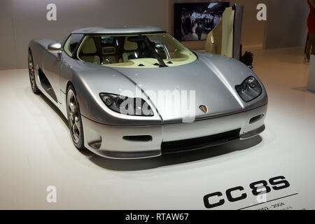 Genève, SUISSE - Le 3 mars 2015 : Koenigsegg CC 8S sports car à la 85e International Salon Automobile de Genève à Palexpo, Genève. Banque D'Images