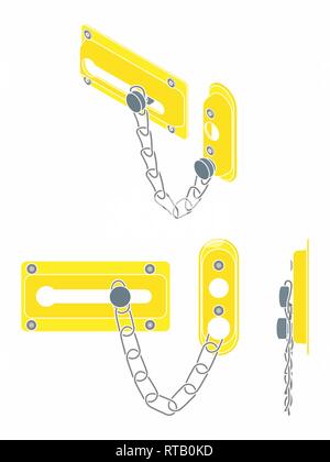 Serrure de porte de la chaîne. Sans contour. Illustration de Vecteur