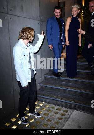 Dougie Poynter et Matt Willis (droite) lors du lancement de la nouvelle collection suivante à Marylebone Hotel, Londres. Banque D'Images