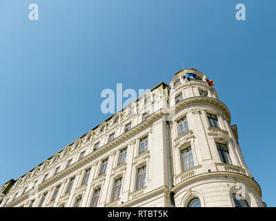 Immeuble d'angle du patrimoine architectural à Bucarest, Roumanie l'immobilier en Europe de l'Est Banque D'Images