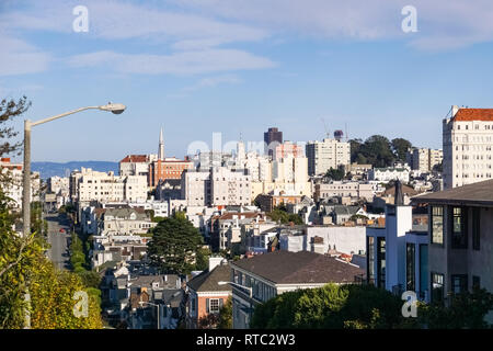 Vue sur San Francisco du quartier de Pacific Heights, à San Francisco Banque D'Images