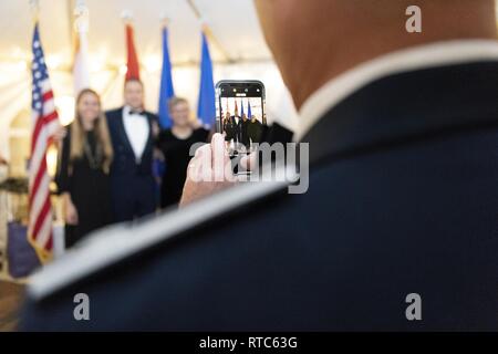 Les aviateurs de l'honneur de la Garde nationale aérienne de la Floride l'Aviateur de l'année lauréats lors d'un banquet à Saint Augustine, Floride le 9 février 2019. Des 27 candidats, 7 ont remporté le titre de l'Aviateur de l'année. Banque D'Images