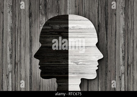 Le trouble mental et le comportement la schizophrénie ou le dédoublement de personnalité et l'esprit d'une maladie psychiatrique ou psychologique santé concept de maladie. Banque D'Images