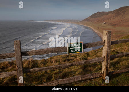 Gallois bilingue anglais signe à Rhossili Banque D'Images