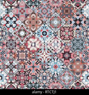 Ensemble de motifs abstraits sans couture. Fond carreaux colorés dans un style oriental. Vector illustration. Illustration de Vecteur