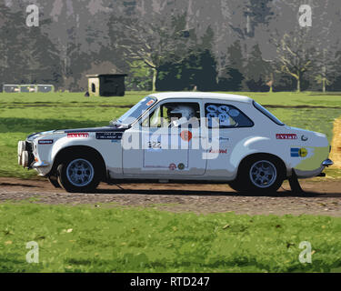 Dave Watkins, Ford Escort Mk1 Twin Cam, la race, l'étape de rallye rétro, Dimanche 24 Février, 2019, rétro, nostalgie, sport, voitures, véhicules, course, cla Banque D'Images