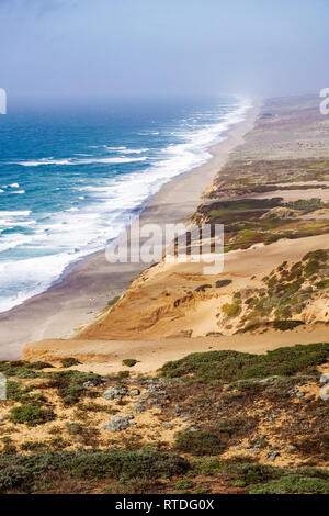 Vue de la plage de la piste vers le phare de Point Reyes, Californie Littoral National Banque D'Images