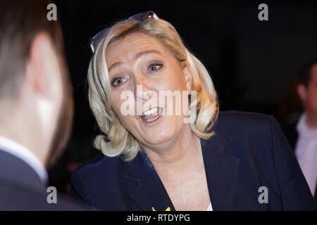 Paris, France. 28 Février, 2019. Le Président de la Rassemblement national, Marine Le Pen assiste à la 56e Salon International de l'Agriculture le 28 février 2019 à Paris, France. Credit : Bernard Menigault/Alamy Live News Banque D'Images