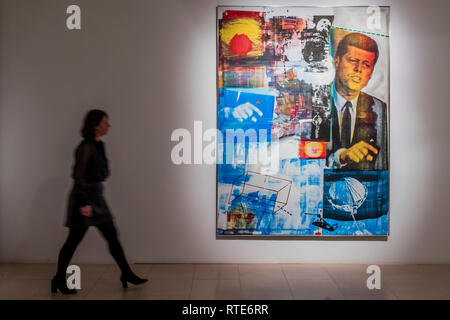 Christie's King Street, London, UK. 1er mars 2019. Robert Rauschenberg, Buffalo II, 1964 est de l'ordre de 50 m $ - Christie's présente une exposition d'œuvres de sa prochaine vente aux enchères d'art d'après-guerre et contemporain qui aura lieu le 6 mars à Christie's, rue King. Crédit : Guy Bell/Alamy Live News Banque D'Images