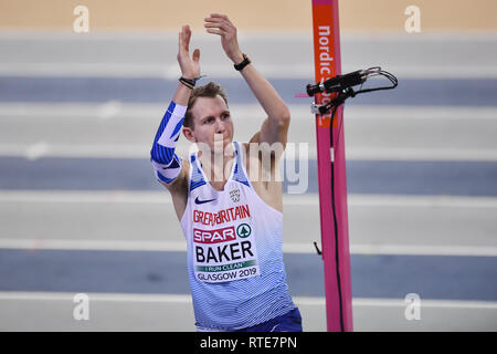 Glasgow, Royaume-Uni. 06Th Mar, 2019. Chris Baker (GBR) en saut en hauteur admissible (A, B) au cours de l'Europe d'athlétisme en salle 2019 Glasgow au Emirates Arena le Vendredi, 01 mars 2019. GLASGOW EN ÉCOSSE. (Usage éditorial uniquement, licence requise pour un usage commercial. Aucune utilisation de pari, de jeux ou d'un seul club/ligue/dvd publications.) Crédit : Taka G Wu/Alamy News Crédit : Taka Wu/Alamy Live News Banque D'Images