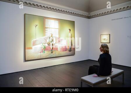 Londres, Royaume-Uni. 1er mars , 2019. David Hockney, Henry Geldzahler et Christopher Scott. Devis sur demande. La vente aura lieu le 6 mars. Credit : Claire Doherty/Alamy Live News Banque D'Images