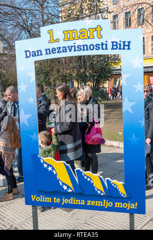 Sarajevo, Bosnie-et-Herzégovine. 1er mars 2019. . Le jour de l'indépendance pour cadre photo Credit : Vedad Ceric/Alamy Live News Banque D'Images