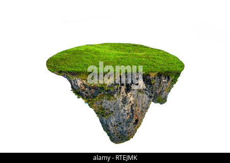 L'île flottante de fantaisie avec le gazon naturel isoler Banque D'Images