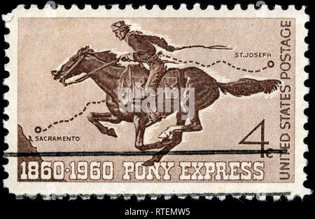 Timbre-poste des États-Unis d'Amérique (USA) dans le Pony Express Numéro de 1960 du Centenaire Banque D'Images