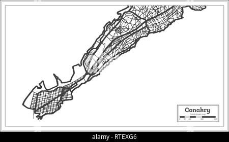 Conakry Guinée Plan de ville en style rétro. Une carte de Noël. Vector Illustration. Illustration de Vecteur