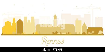 Rennes France Ville Silhouette aux bâtiments d'or isolé sur blanc. Vector Illustration. Illustration de Vecteur