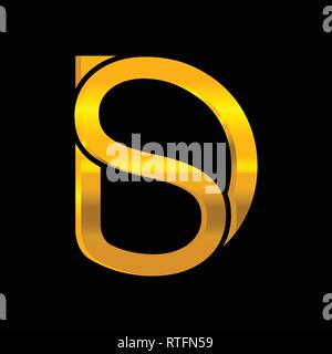 Lettre DS gradient d'or logo design illustration vectorielle, modèle de lettre, vecteur d logo lettre D et S, vecteur logo lettre lettre créative DS logo Illustration de Vecteur