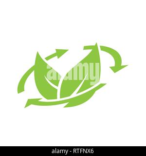 Logo de recyclage avec l'écologie de la feuille verte nature icône icône vecteur de l'élément. Feuilles de forme design et logo logo feuille organique abstrait. Illustration de Vecteur