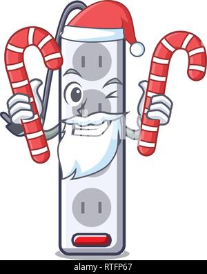 Santa avec bande d'alimentation isolés de bonbons avec la mascotte Illustration de Vecteur