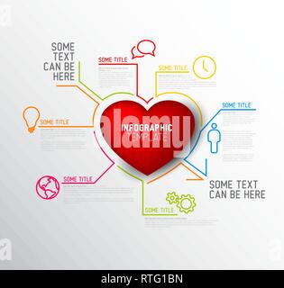Amour / coeur vecteur Infographic template rapport fait à partir de lignes et icônes Illustration de Vecteur
