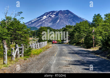 Volcan Lonquimay, Réserve nationale du Malalcahuello-Nalcas, région d'Araucania, Chili Banque D'Images