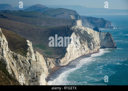 L'Angleterre, dans le Dorset, à côte jurassique, Nothe blanc vers la tête de chauve-souris Banque D'Images