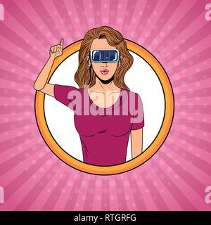 À l'aide de lunettes de réalité virtuelle Femme Illustration de Vecteur