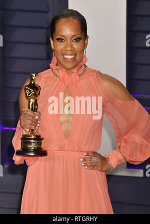 Los Angeles, CA - le 25 février : Meilleure Actrice pour 'gagnant si Beale Street pouvait parler' Regina King assiste à la Vanity Fair Oscar Party 2019 Banque D'Images