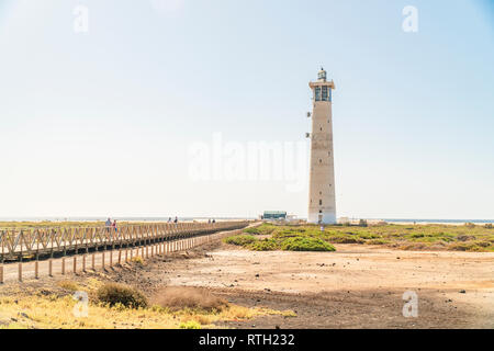 Phare dans la ville de Morro Jable situé au sud de l'île de Fuerteventura par l'océan Atlantique, Espagne Banque D'Images