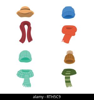 Chapeau,bonnet,écharpe,bleu,vert,élégant,ski,élégant,orange,laine,cap,fille,pompom,tricot,vêtements,tête,ornement,fourrure,laine,tenue,coiffure,mode,hiver,froid,shopping,chaud,vêtements,texture,tissu,set,météo,vector icon,illustration,collection,isolé,design,graphisme,élément signe,caricature,couleur,vecteurs vecteur, , Illustration de Vecteur