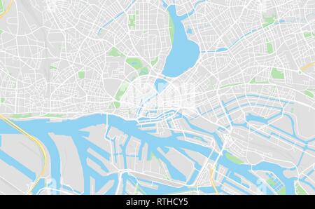 Hambourg, Allemagne version street map dans un style classique avec des couleurs toutes les autoroutes, routes et chemins de fer. Utilisez cette carte pour tout type de numérique dans Illustration de Vecteur