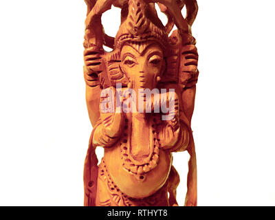 Ganesha fait main ancienne statue sculpture en bois d'architecture Banque D'Images