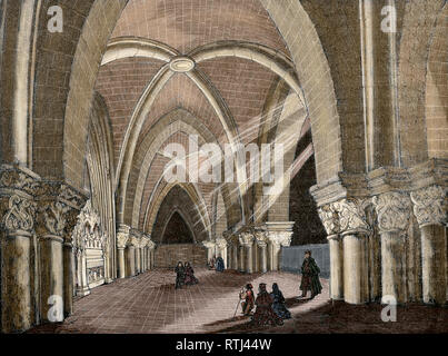 L'Espagne, la Catalogne, Lleida. La Cathédrale de Lleida. 1203-1278. À l'intérieur du temple. Gravure, 1866. Plus tard la couleur. Crónica general de España, Historia Ilustrada Descriptiva y de sus Provincias. La Catalogne. 1866. Banque D'Images