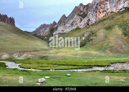 Tash Rabat, la vallée de l'oblast de Naryn, Kirghizistan Banque D'Images