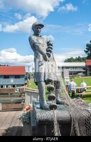 Statue commémorative de pêcheur à Gig Harbor, Washington. Banque D'Images