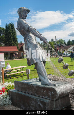 Statue commémorative de pêcheur à Gig Harbor, Washington. Banque D'Images